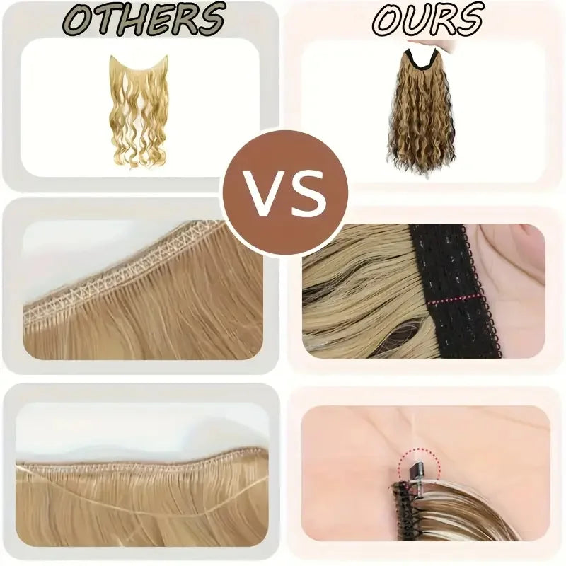 18-Inch Invisible Wire Wavy Hair Extensions for Full Volume