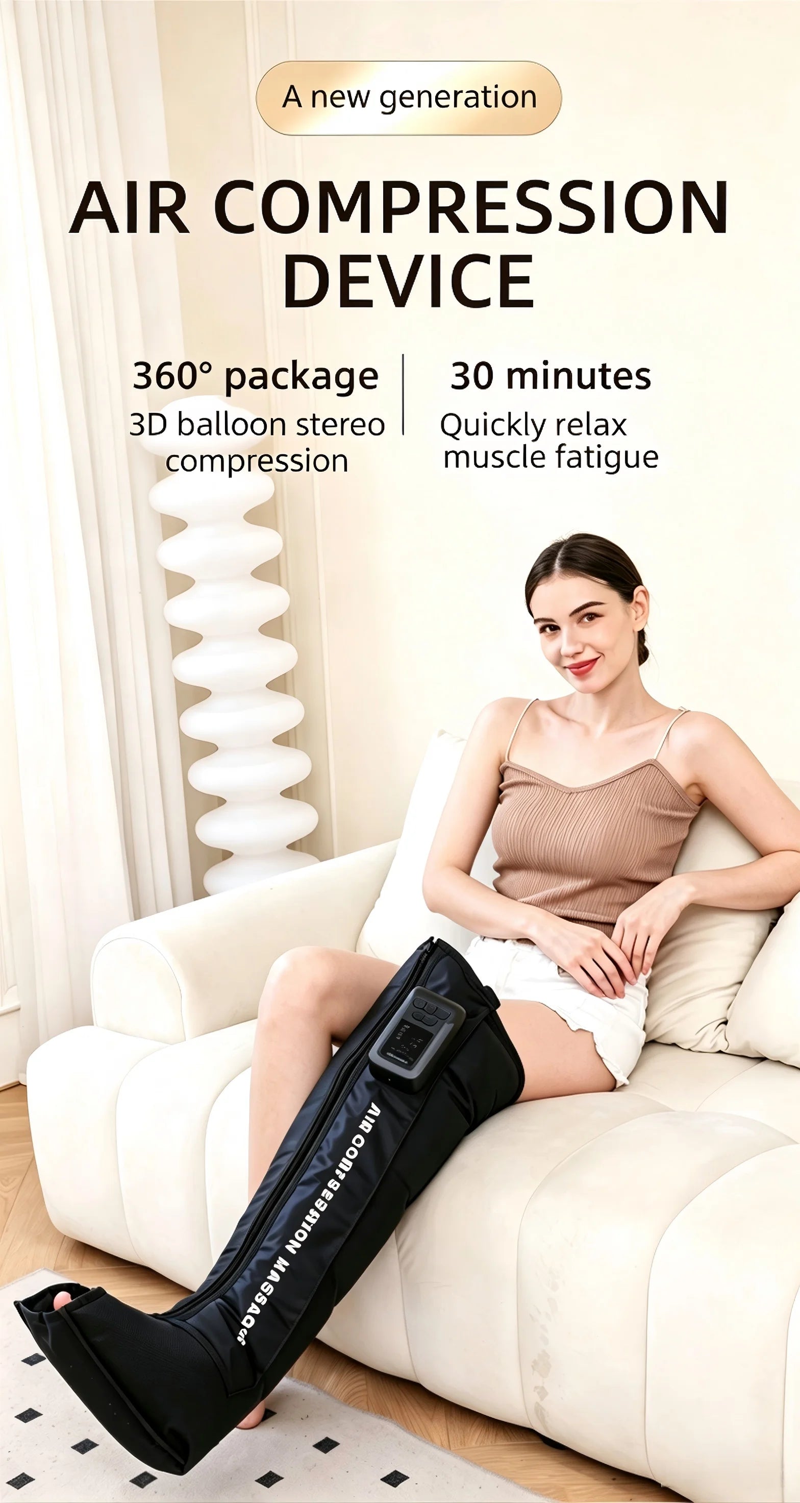 Cordless Sequential Air Compression Leg Massager for Muscle Recovery - 7