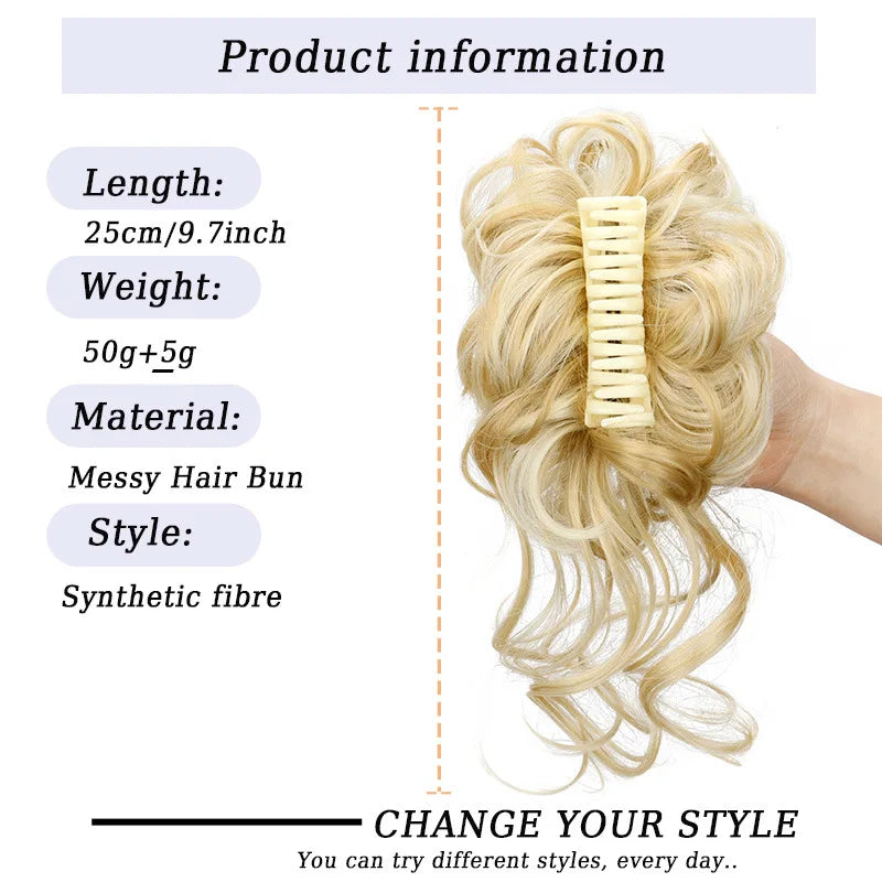 Elastic Curly Hair Bun Extension for Instant Volume and Updo Hairstyles - 2