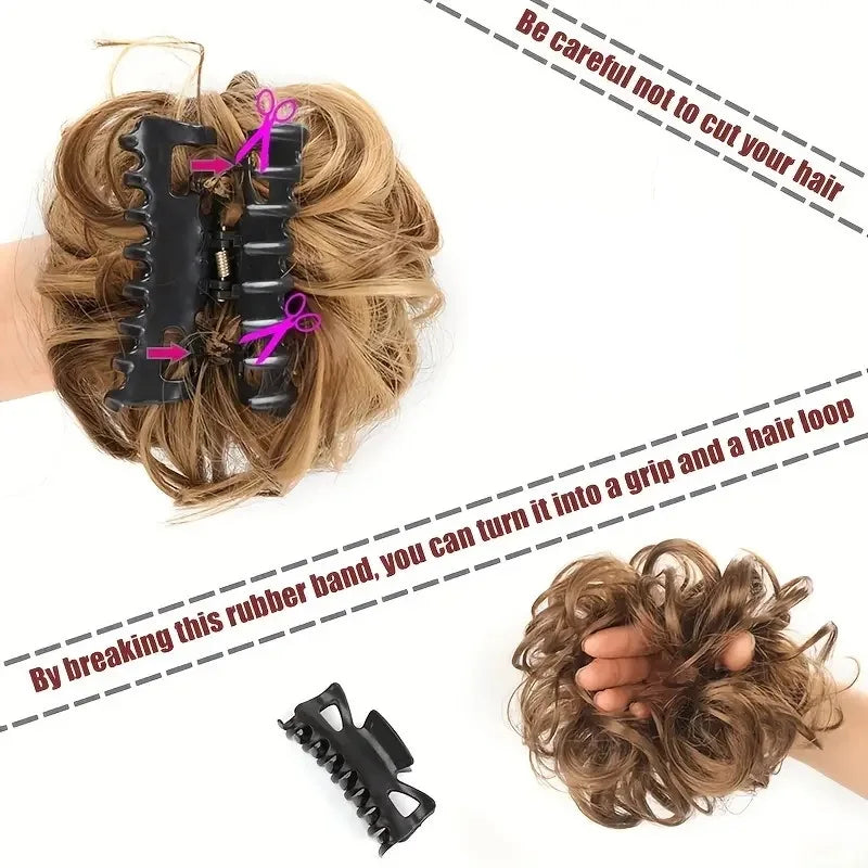 Messy Curly Hair Bun Claw Clip Extension for Easy Elegant Hairstyles - 3