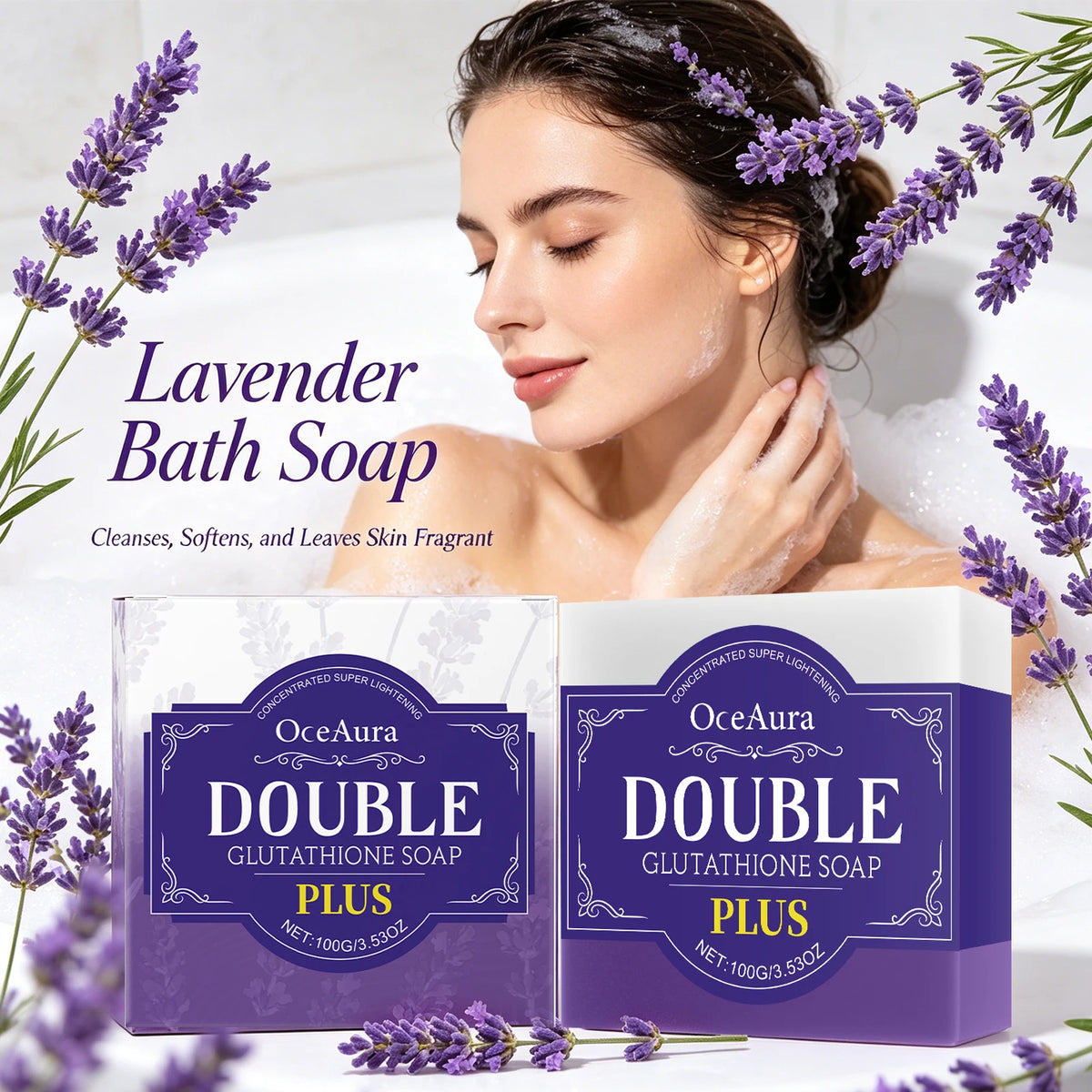 Lavender Brightening Cleansing Soap Bar for Soft and Fragrant Skin