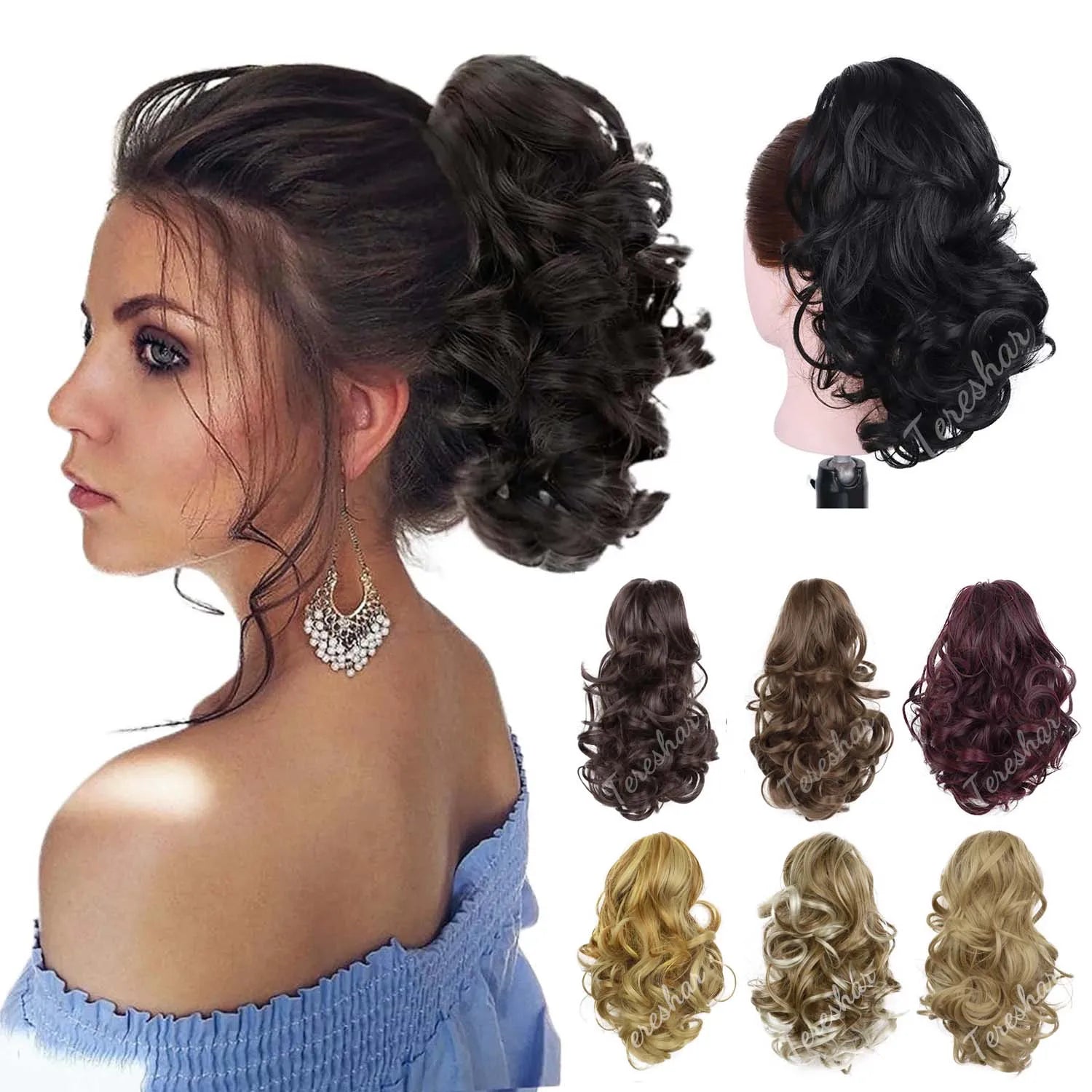 Curly Wavy Claw Clip Ponytail Hair Extension for Instant Volume - 1