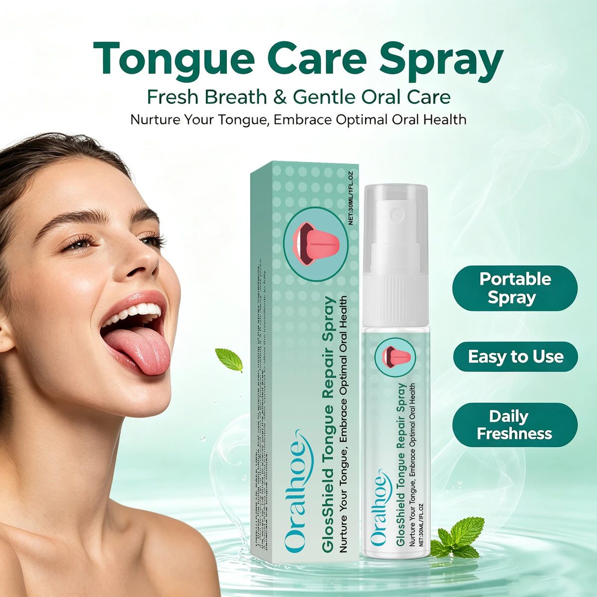Refreshing Tongue Repair Spray for Oral Hygiene and Bad Breath Relief