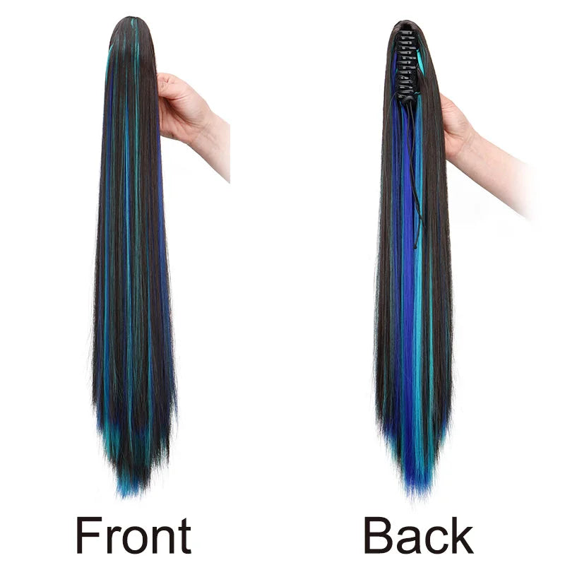 24-Inch Highlighted Claw Clip Ponytail Extension