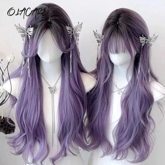Long Wavy Purple Cosplay Wig for Women
