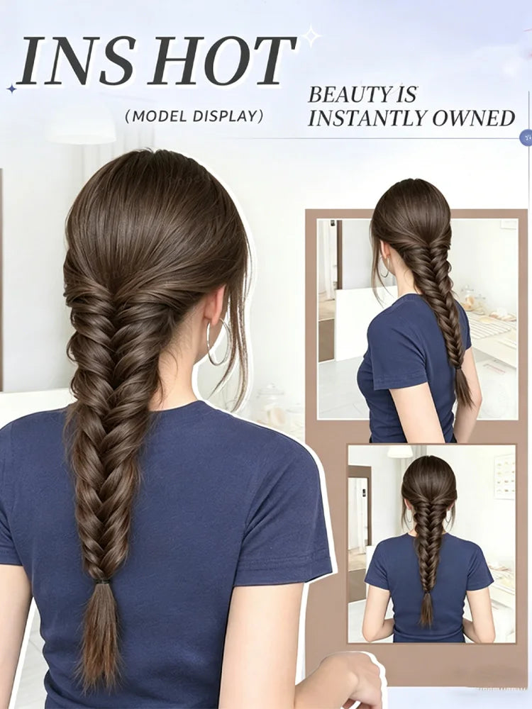 16-Inch Clip-In Fishbone Braided Ponytail Extension - 10