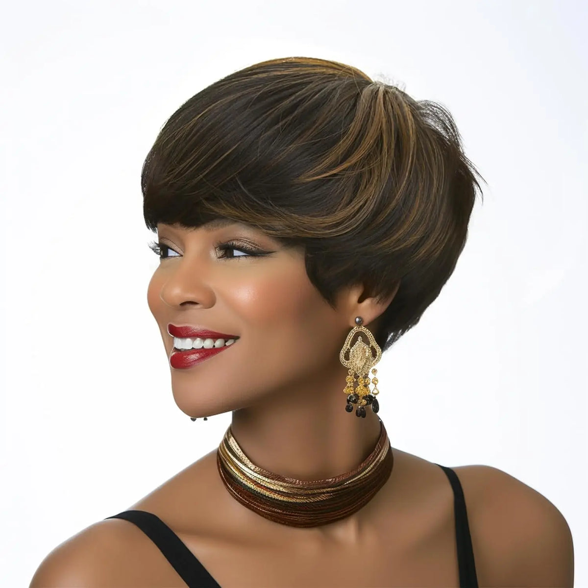 Short Red Pixie Cut Synthetic Wig for Daily Wear
