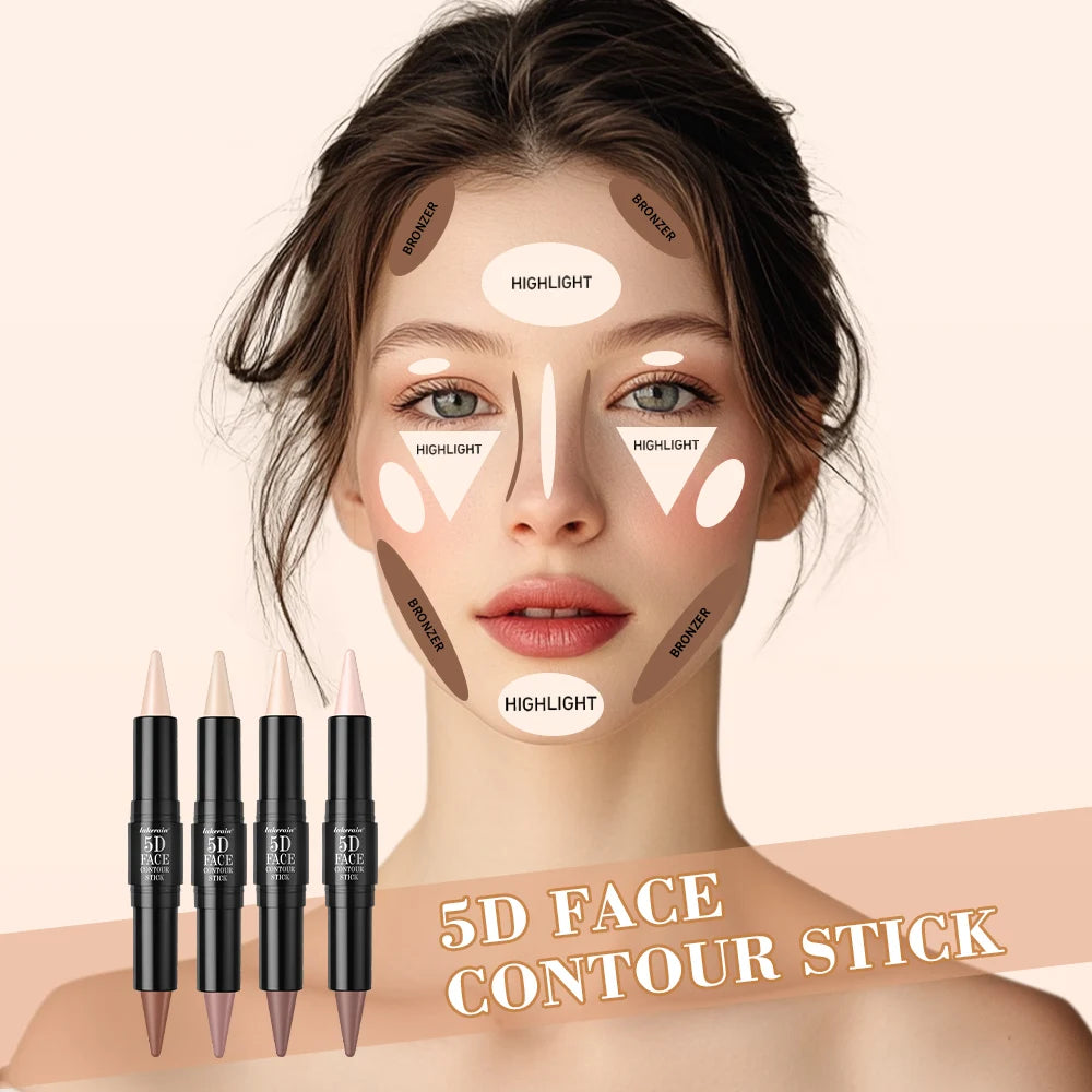 Dual-Ended Cream Contour and Highlighter Stick for Professional Sculpting - 5