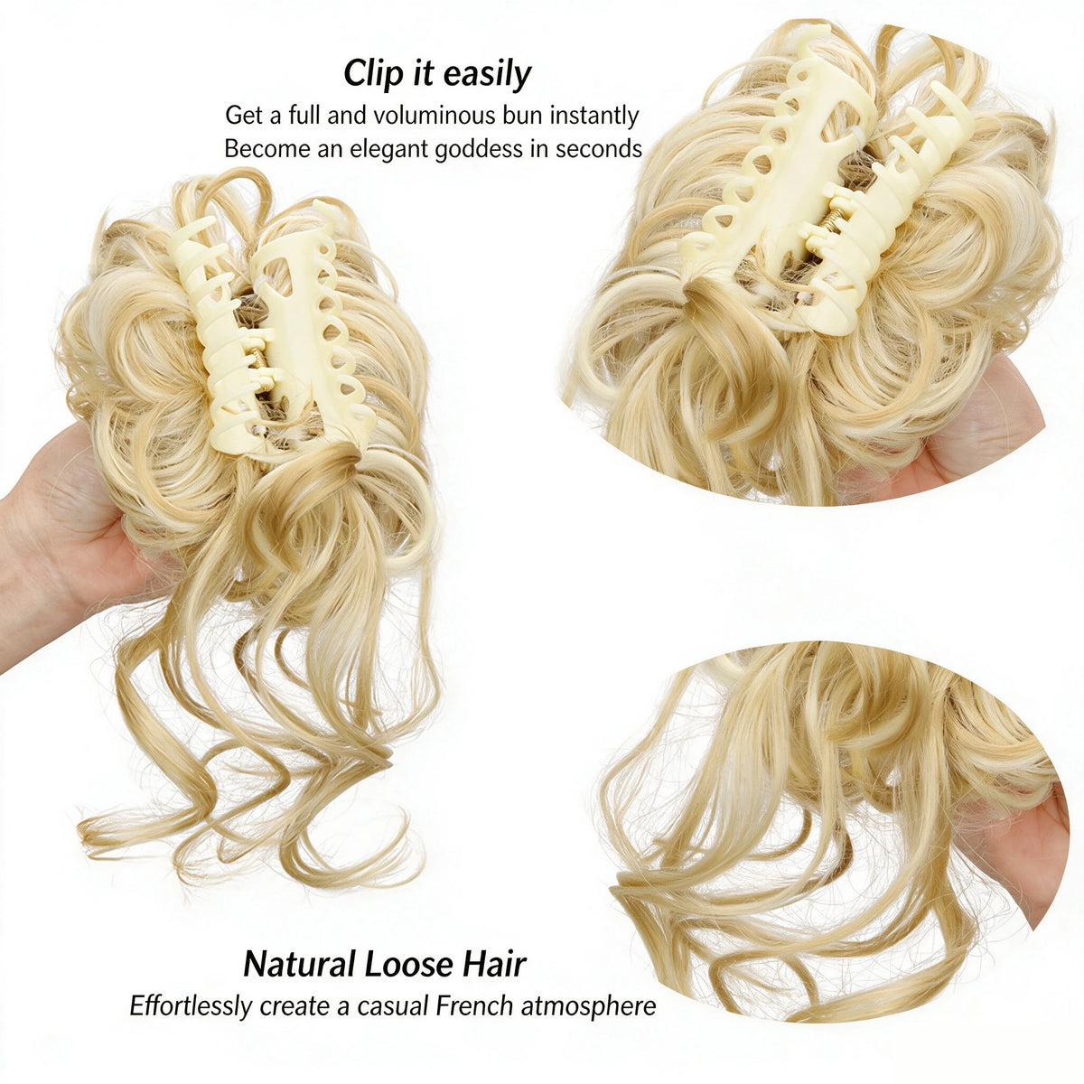 Elastic Curly Hair Bun Extension for Instant Volume and Updo Hairstyles