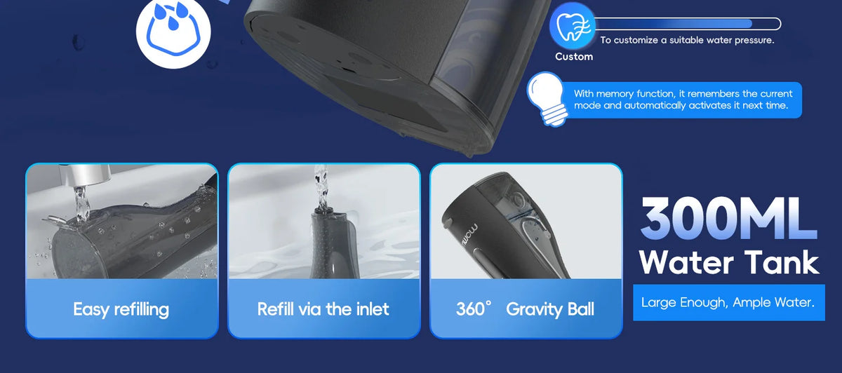 Cordless Water Flosser for Teeth with 4 Pressure Settings and 4 Jet Tips
