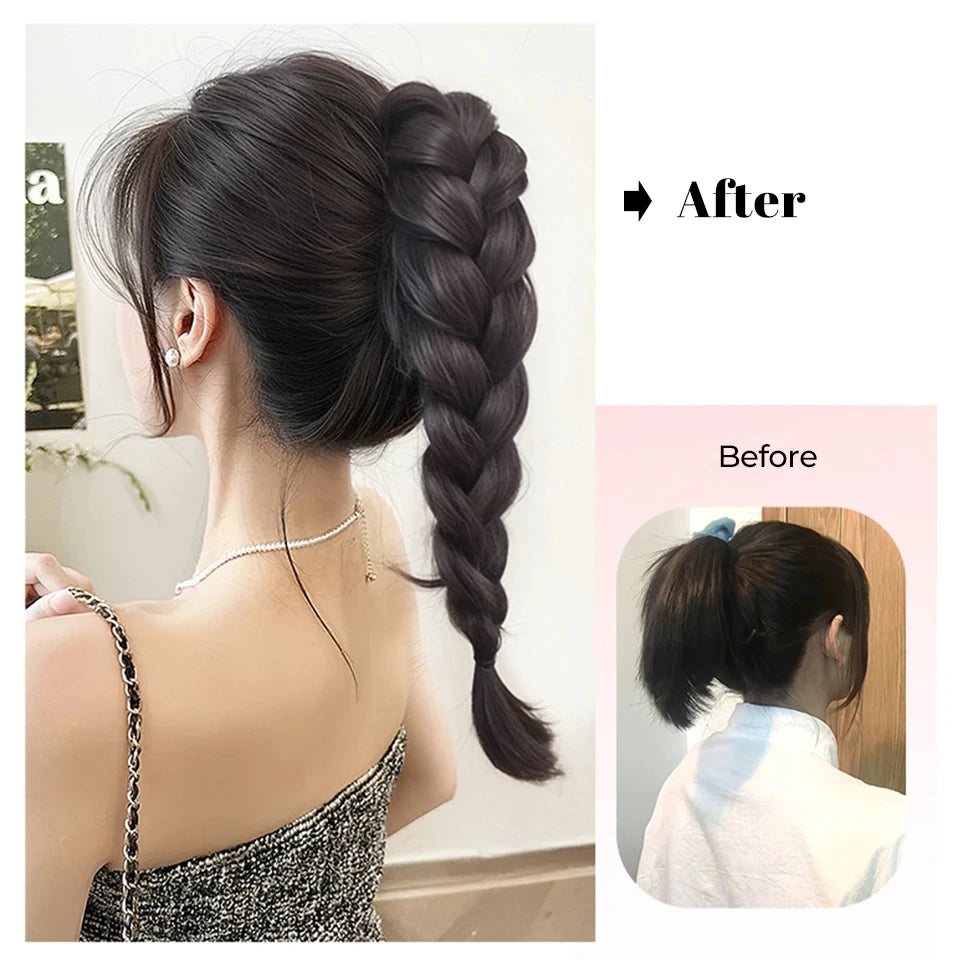 Clip-On Braided Ponytail Hair Extension for Instant Voluminous Styles - 9