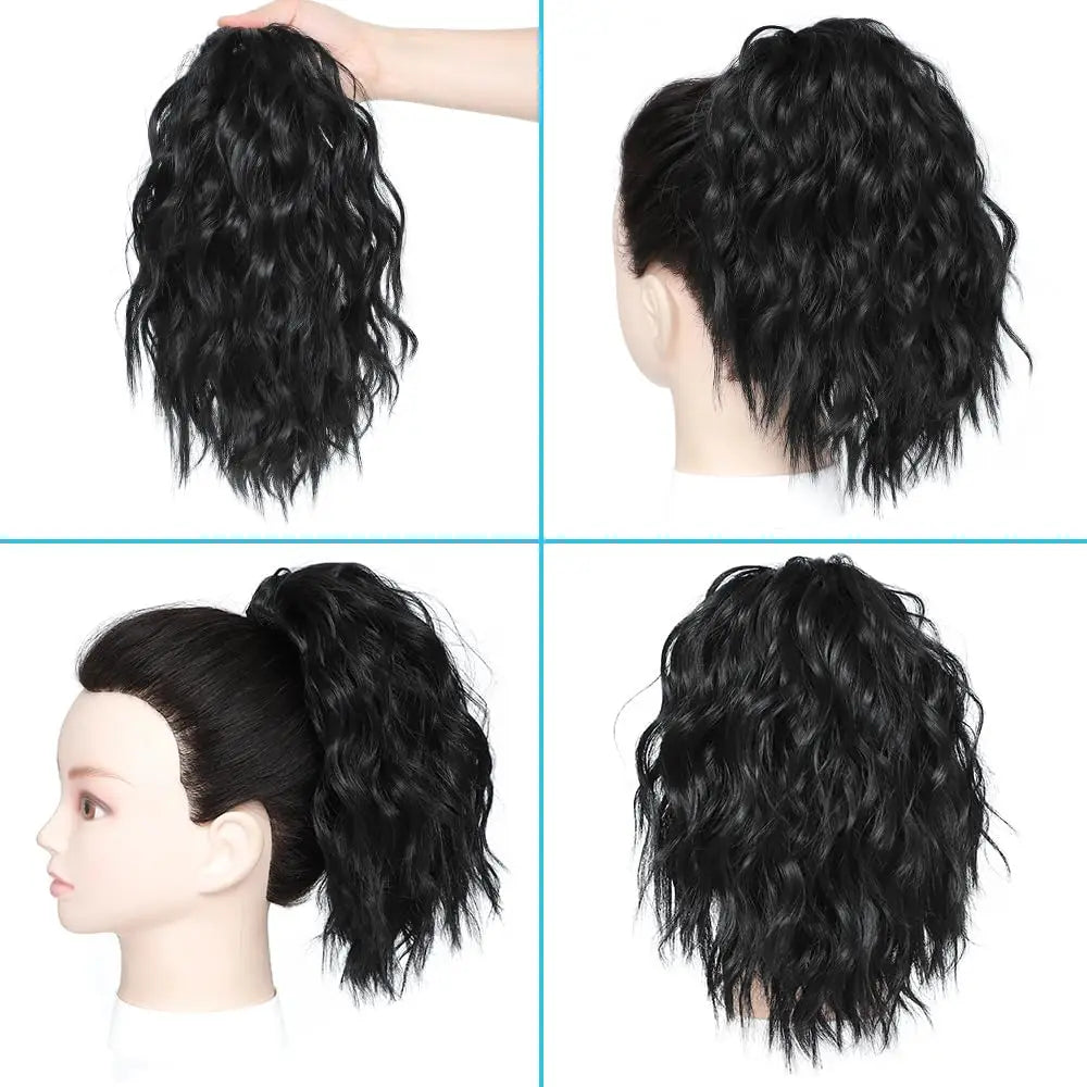 14-Inch Curly Water Ripple Drawstring Ponytail Extension