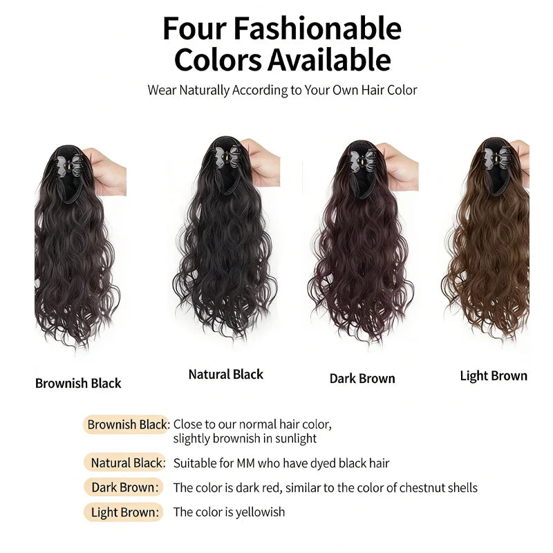 20 Inch Water Ripple Clip-In Ponytail Extension - 4