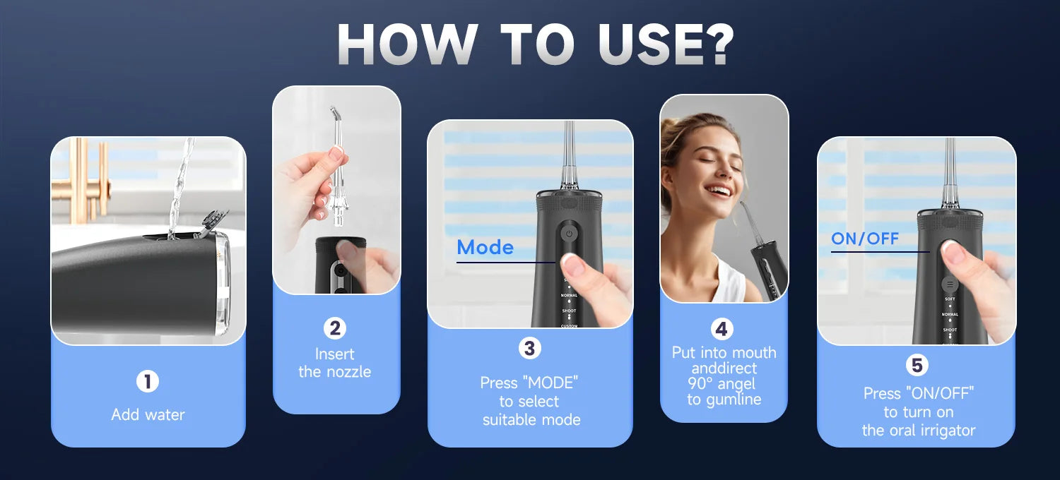 Portable Cordless Water Flosser for Deep Teeth Cleaning and Gum Care - 13