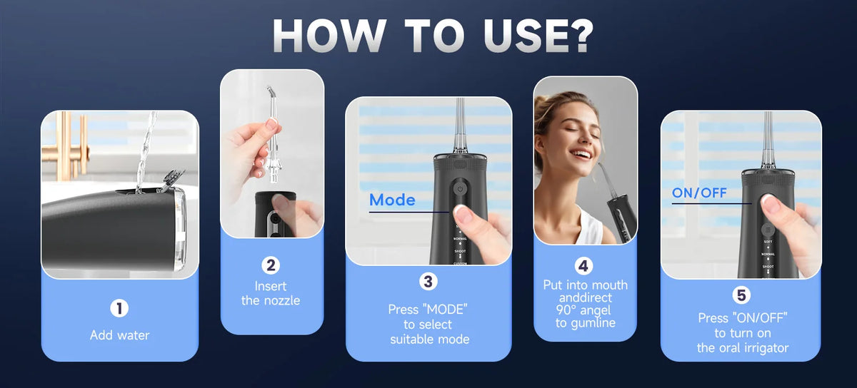 Portable Cordless Water Flosser for Deep Teeth Cleaning and Gum Care
