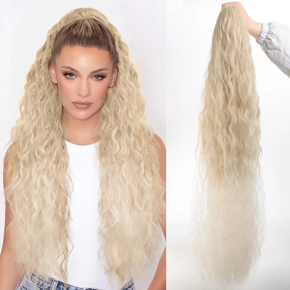 36 Inch Curly Wavy Drawstring Ponytail Extension - 8