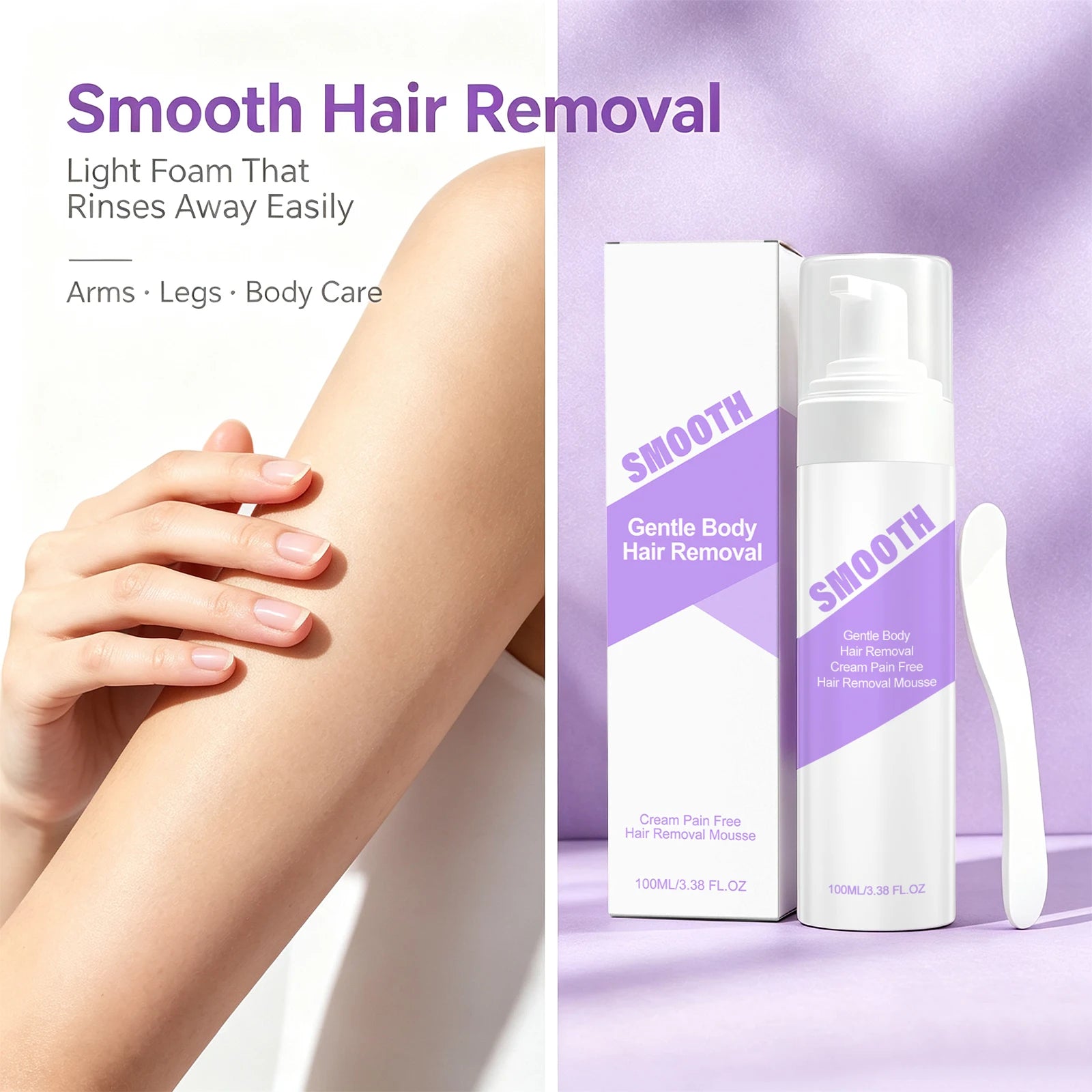 Painless Hair Removal Mousse Foam for Smooth Skin on Arms Legs and Body - 3