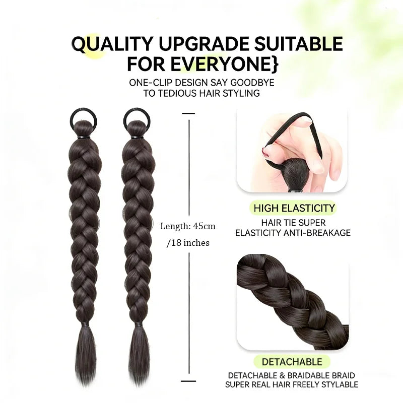 18-Inch Braided Pigtail Hair Extensions for Daily Wear - 4
