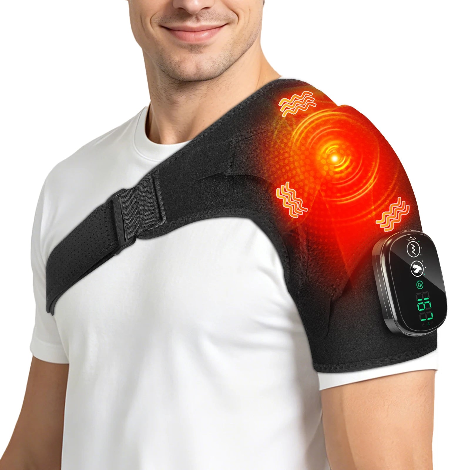 Cordless Heated Shoulder Massage Wrap with Vibration for Pain Relief - 19