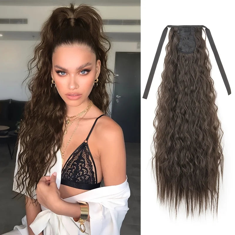 22-Inch Kinky Curly Drawstring Ponytail Hair Extension - 12