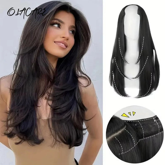 V-Shaped Straight Clip-In Hair Extensions for Instant Length