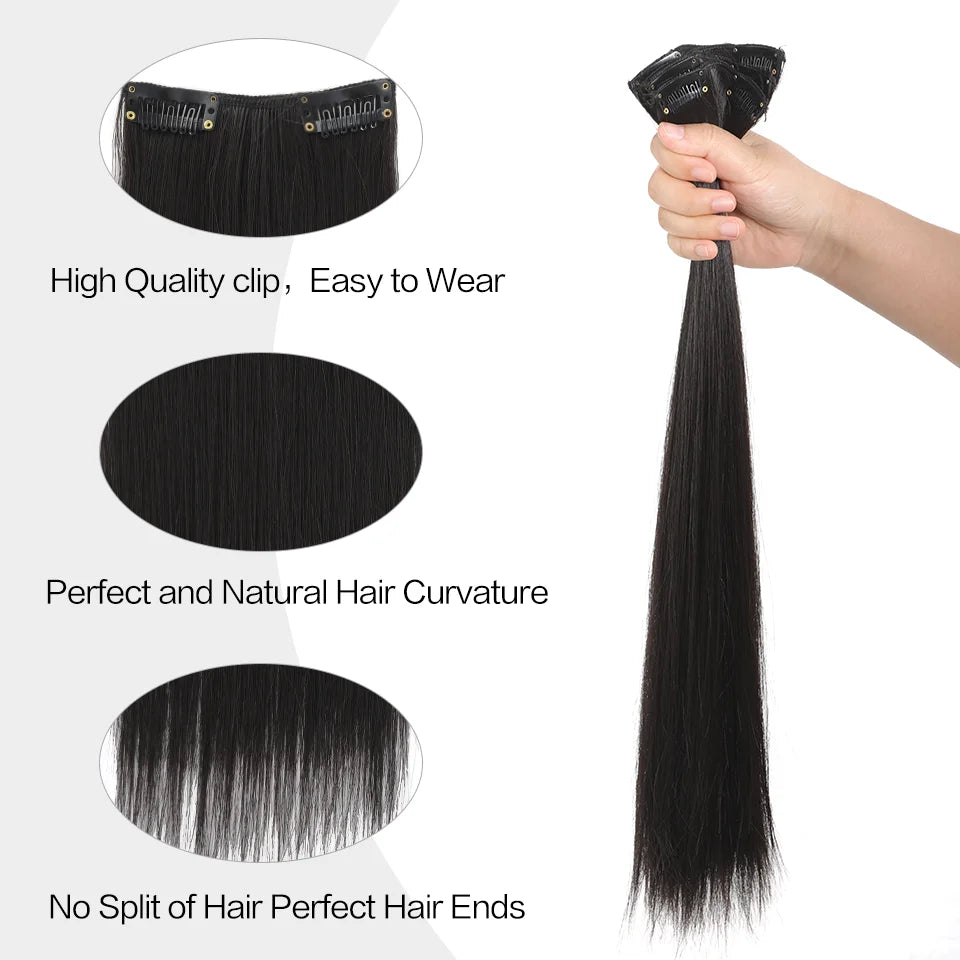 Straight Clip-In Synthetic Hair Extensions Set