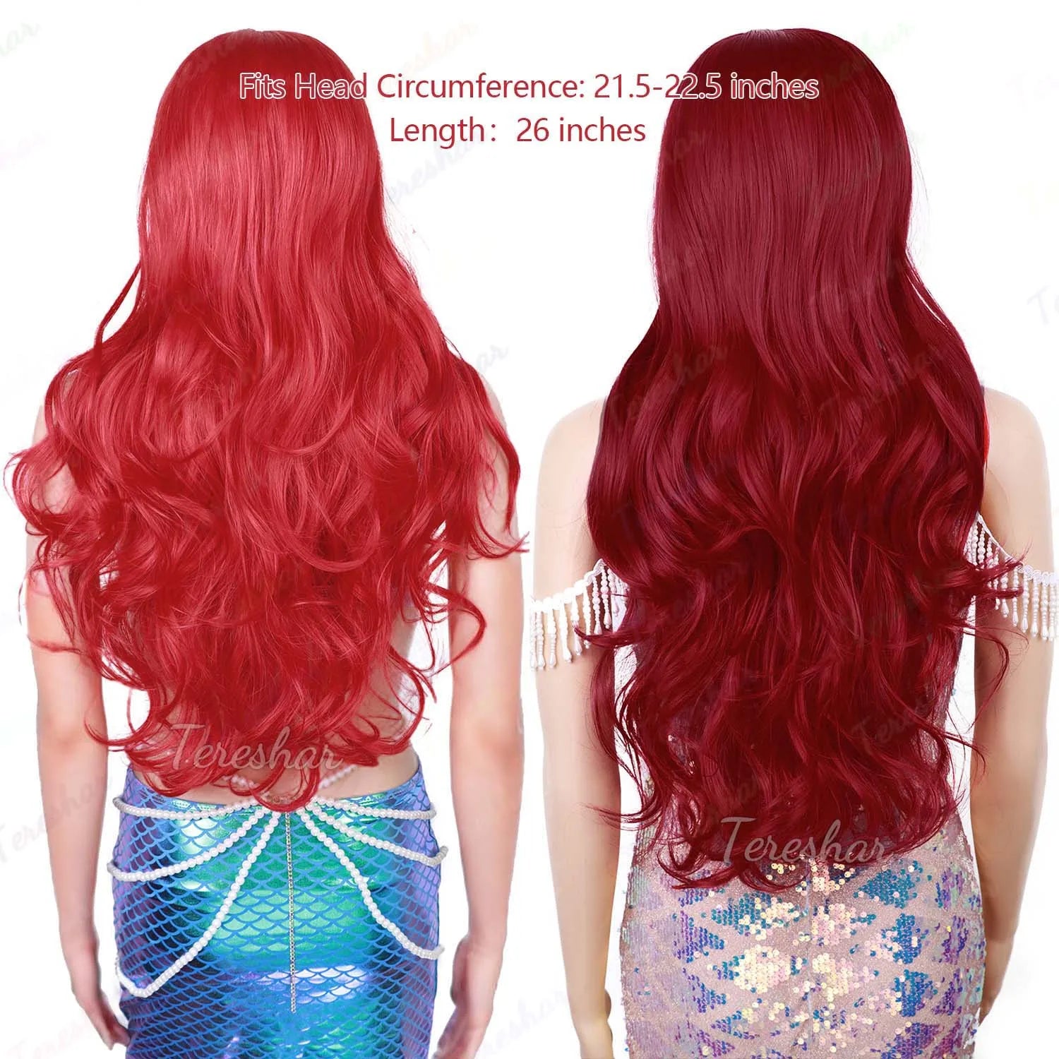 Long Red Curly Wavy Costume Wig for Cosplay and Halloween Parties - 5