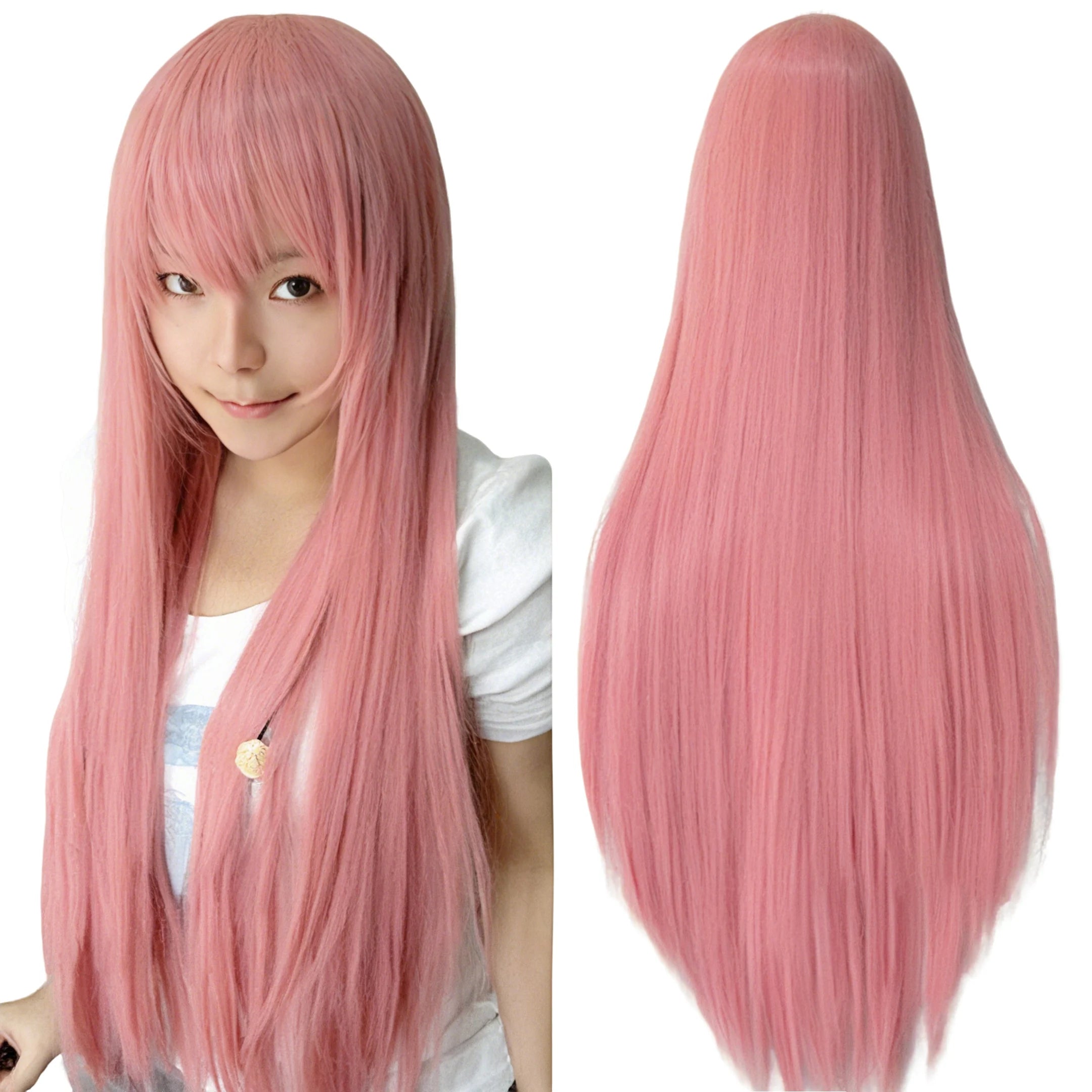 Long Straight Synthetic Cosplay Wig with Bangs - 5