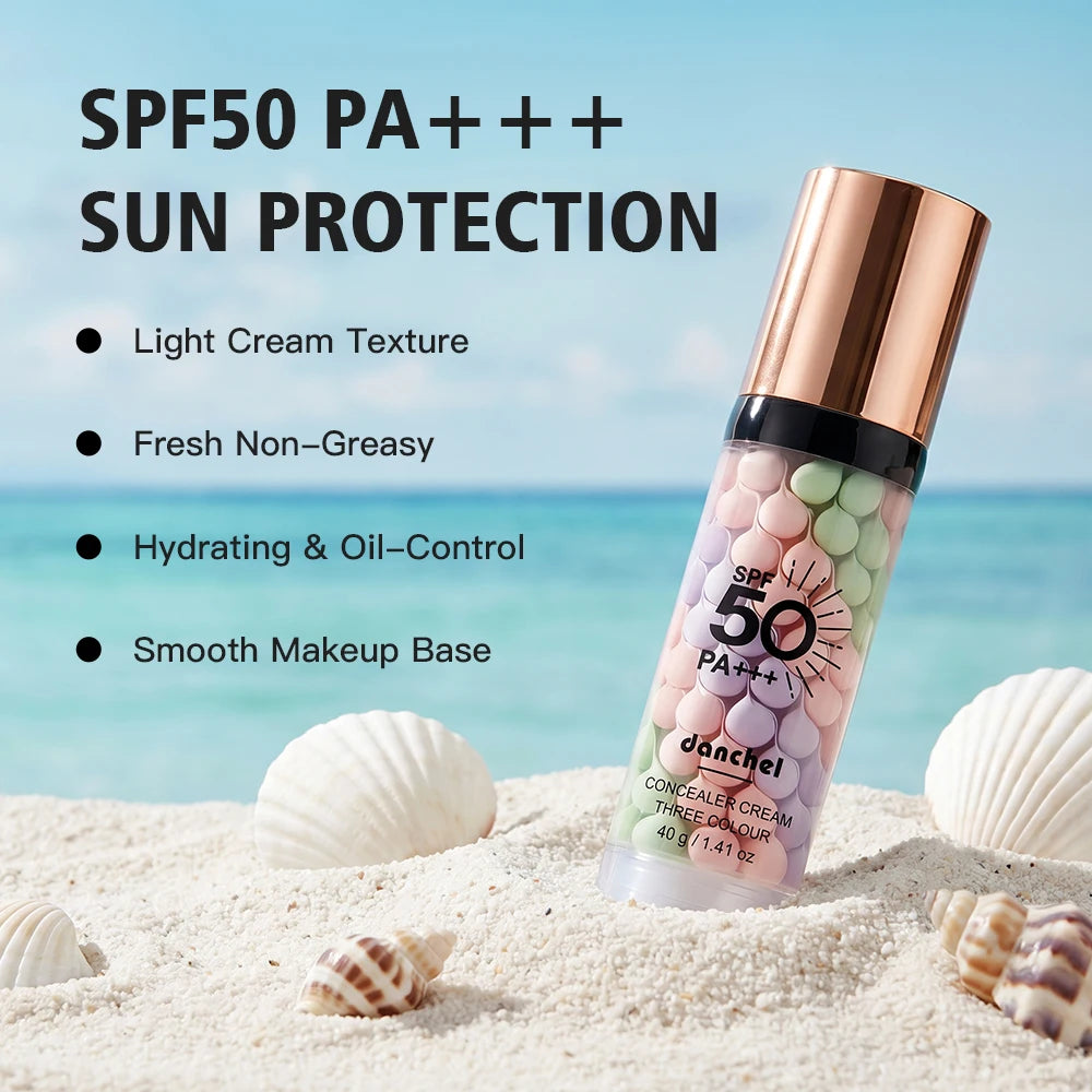 Three-Color Correcting Face Primer and Moisturizing Makeup Base with SPF 50