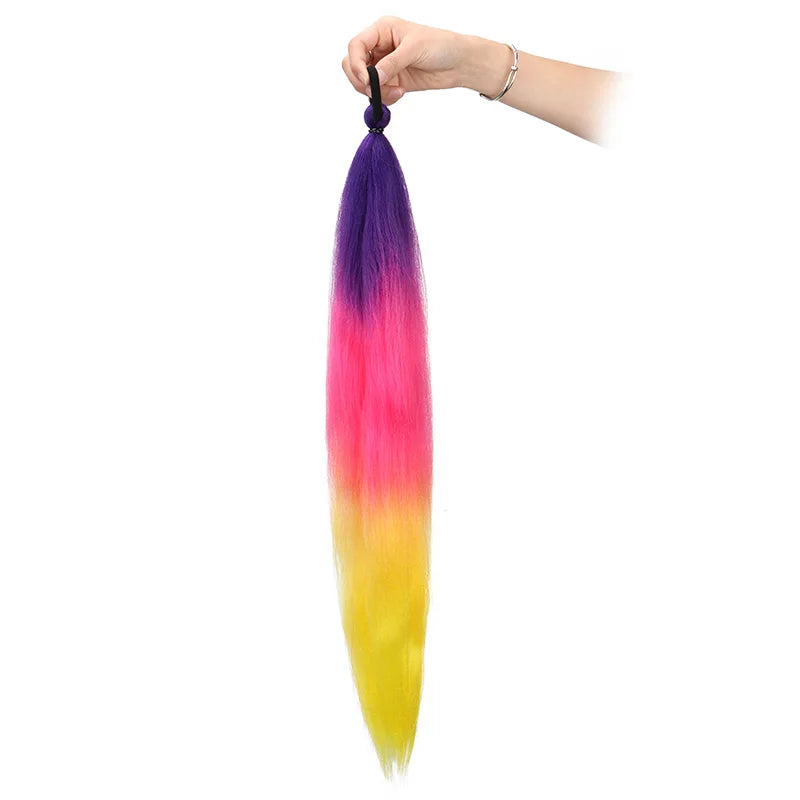 24-Inch Long Colored Braided Ponytail Hair Extension - 18