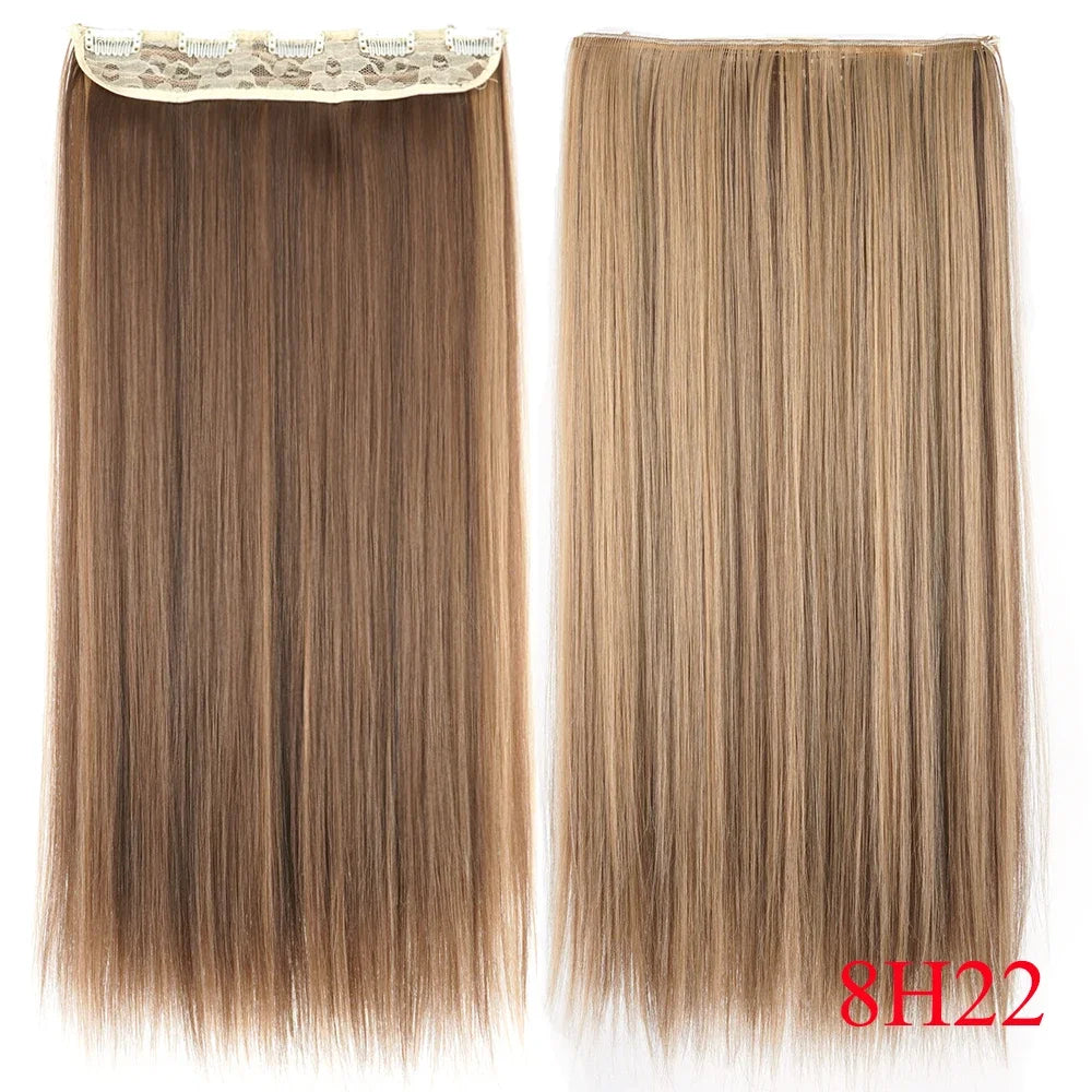 Straight Synthetic Clip-In Hair Extensions for Instant Volume