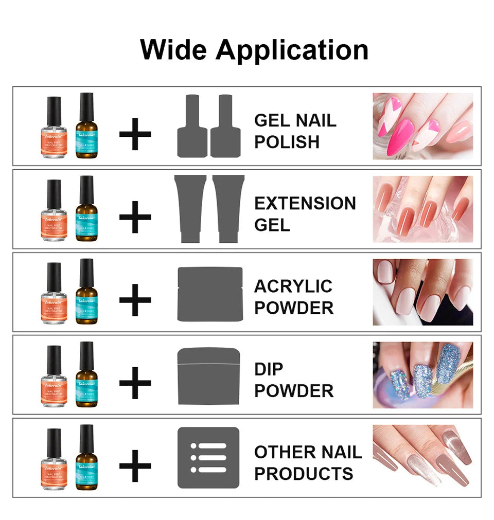 Professional Nail Prep Dehydrator and Primer Set for Long Lasting Nails