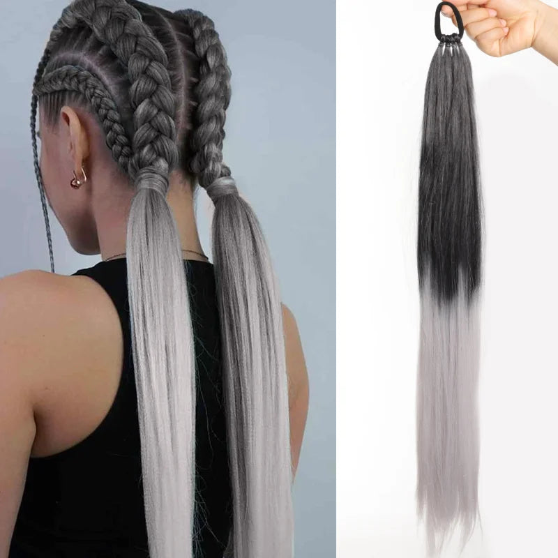 28-Inch Long Braid Ponytail Extension with Hair Tie