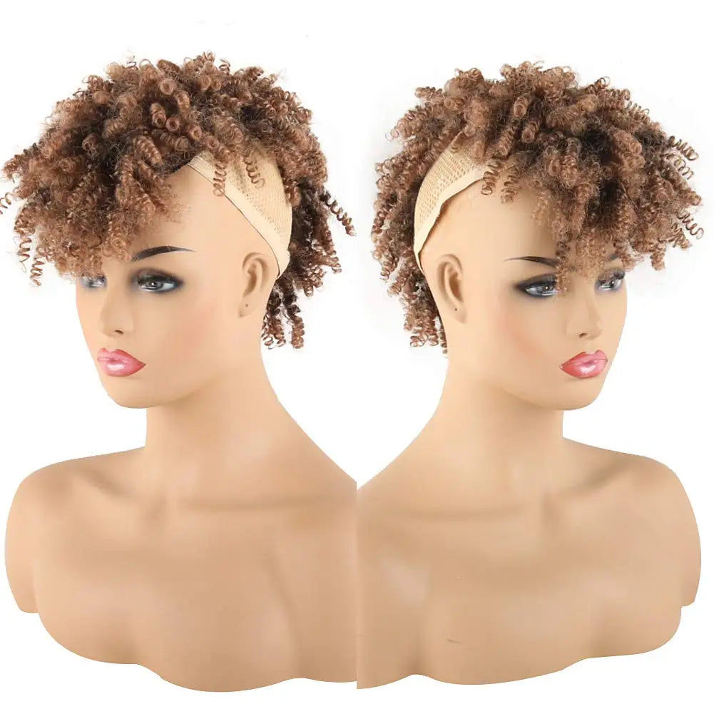 Curly Afro Mohawk Ponytail with Bangs Clip-In - 15