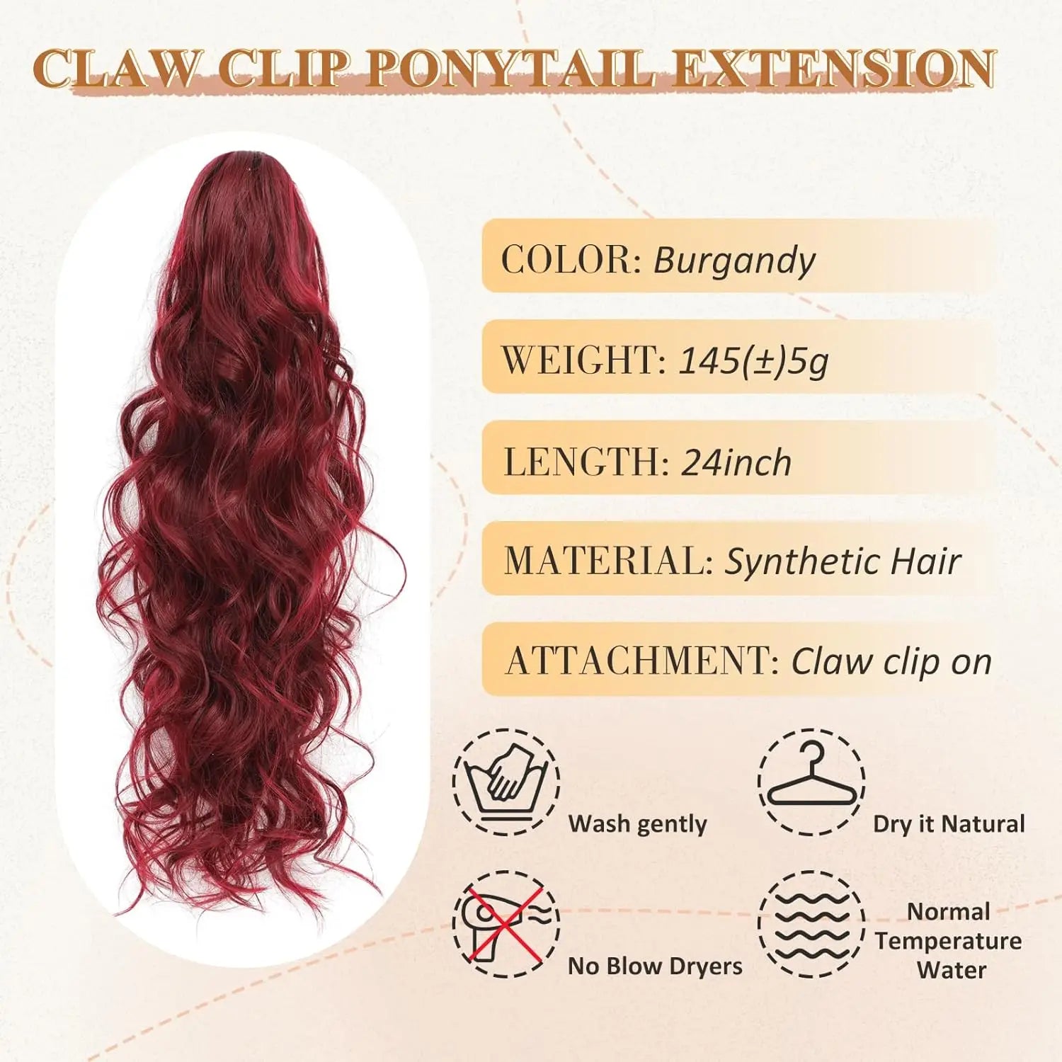 Wavy Curly Claw Ponytail Extension for Women - 2