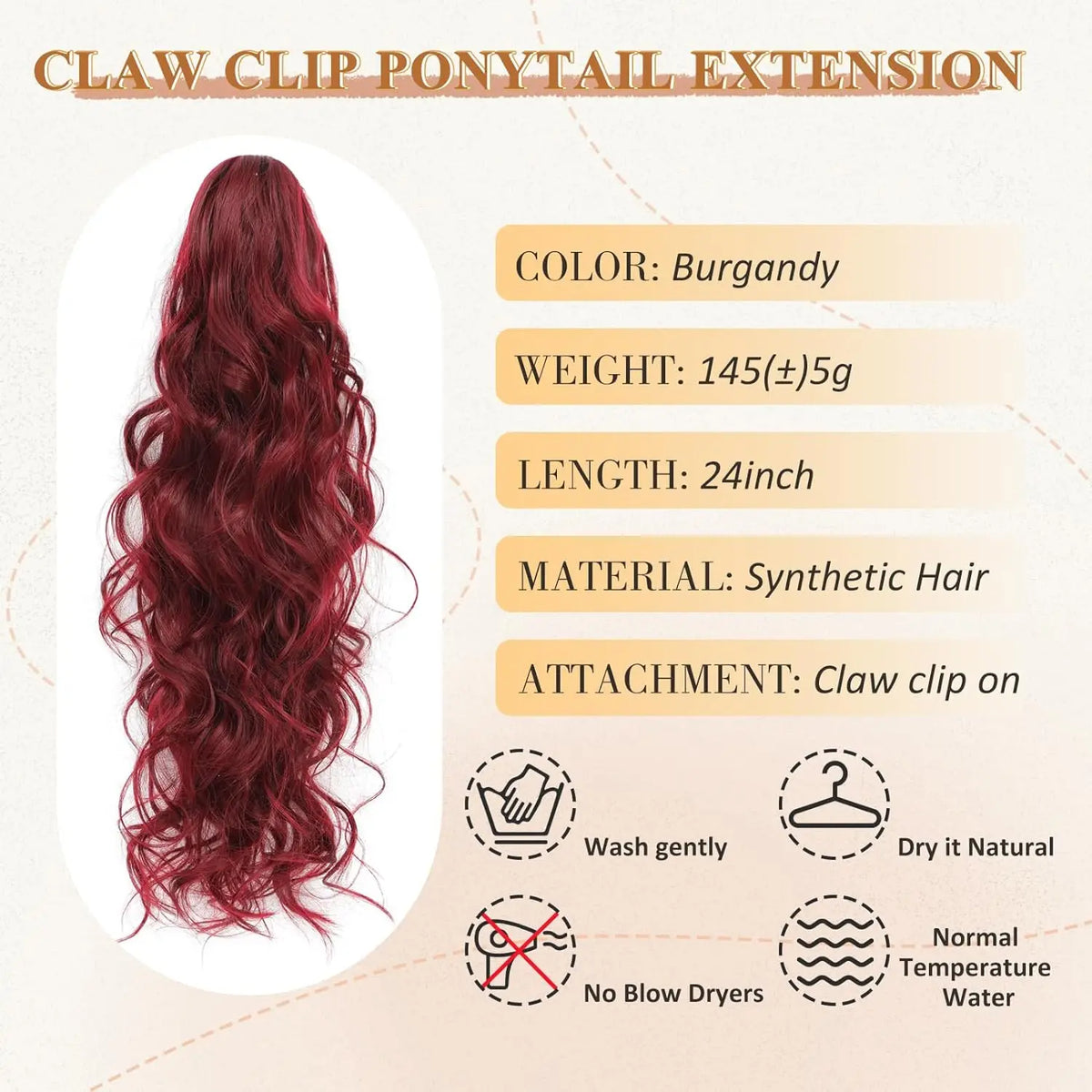 Wavy Curly Claw Ponytail Extension for Women