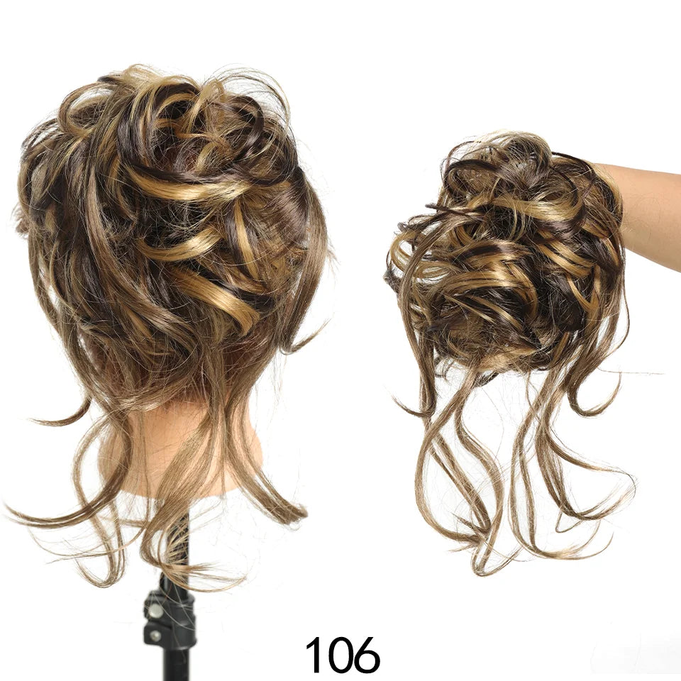 Curly Messy Bun Hair Extension Scrunchie for Instant Volume - 11