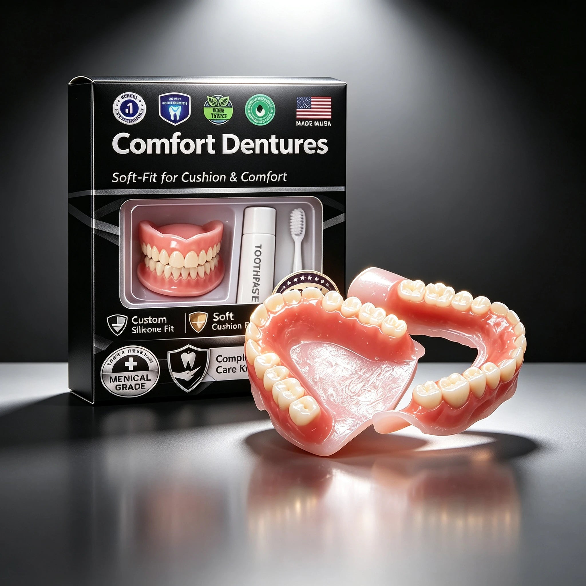 Moldable Silicone Denture Set for Instant Natural Smile and Comfort - 1