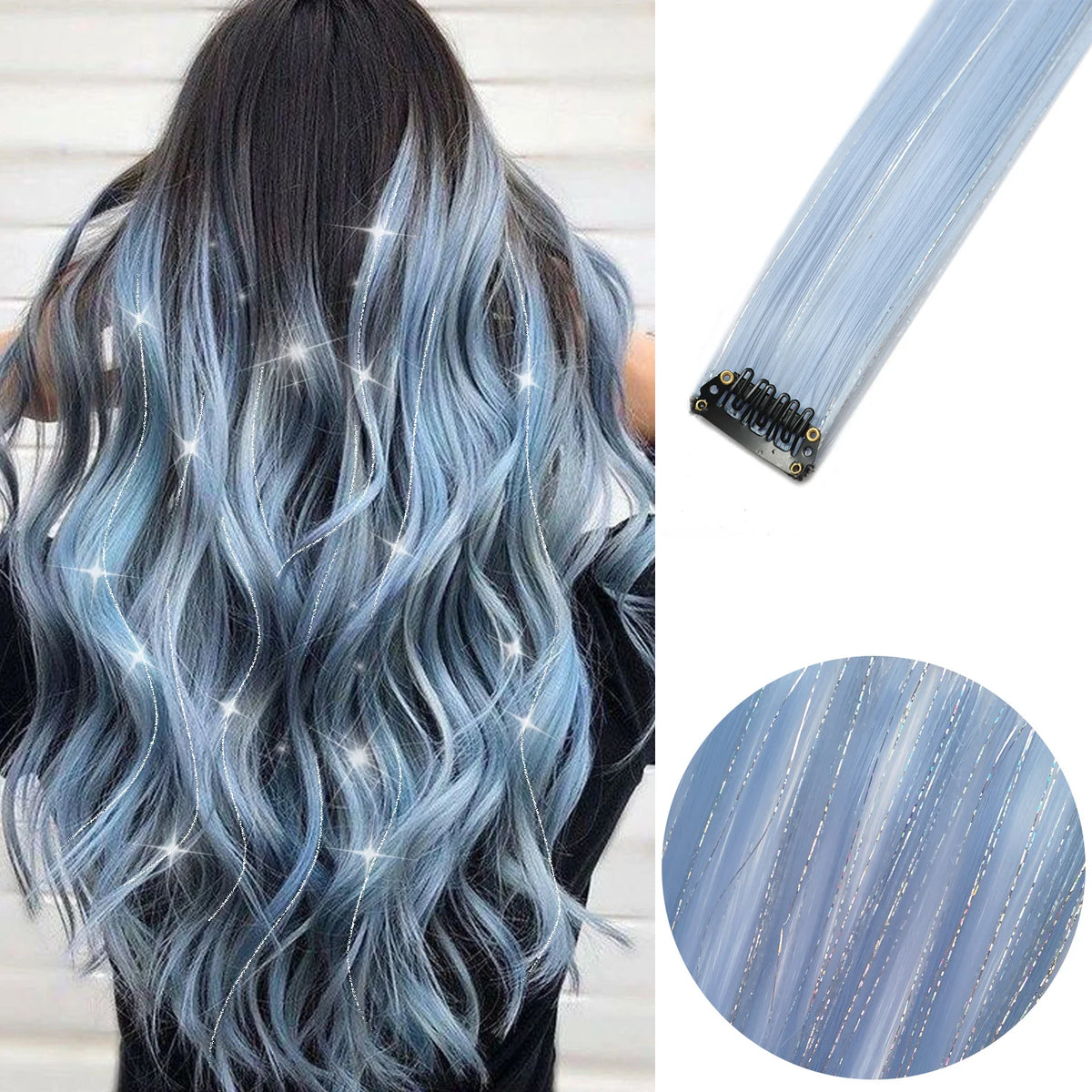 22-Inch Colored Clip-In Hair Extension Highlights