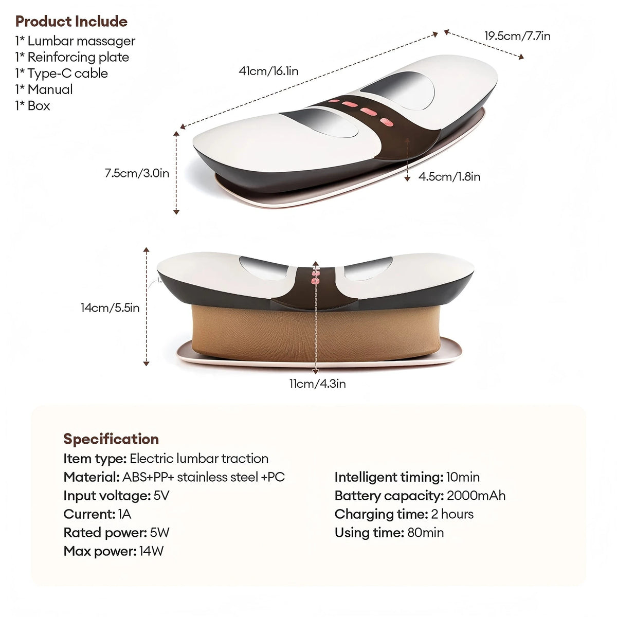 Electric Lumbar Stretcher with Vibration and Microcurrent Massage