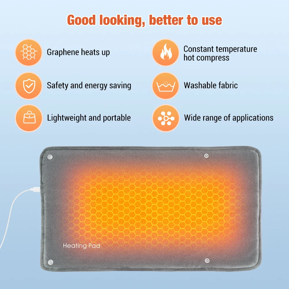 USB Heated Graphene Hand Warmer and Desk Heating Pad for Winter Comfort - 2