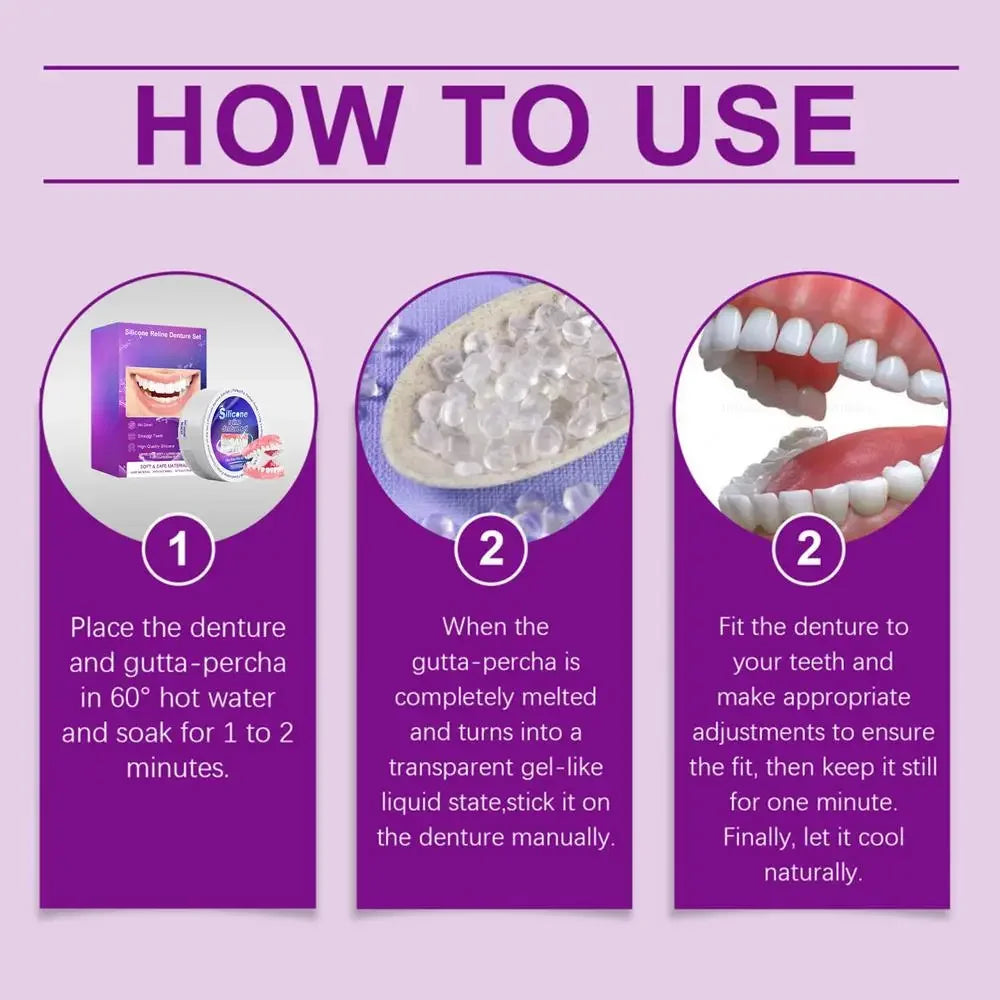 Temporary Silicone Denture Set for Comfortable Smile and Teeth Alignment