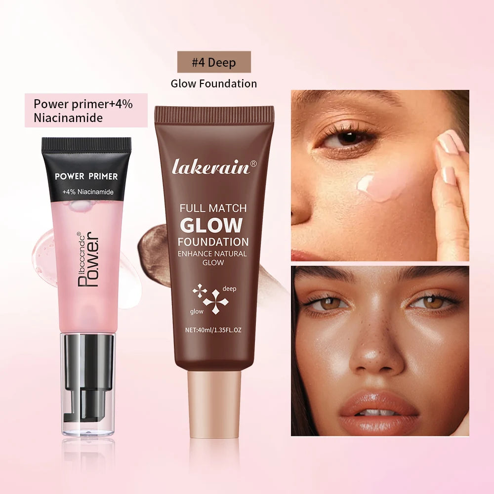 Hydrating Makeup Primer and Glow Foundation Set for Radiant Skin - 5