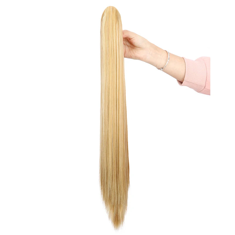 24-Inch Long Straight Claw Clip-On Ponytail Hair Extension