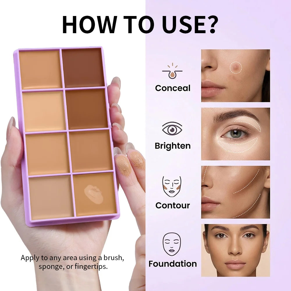 8-Shade Professional Cream Concealer and Contouring Makeup Palette - 18