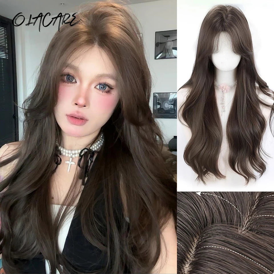 Long Deep Wave Lolita Wig with Bangs