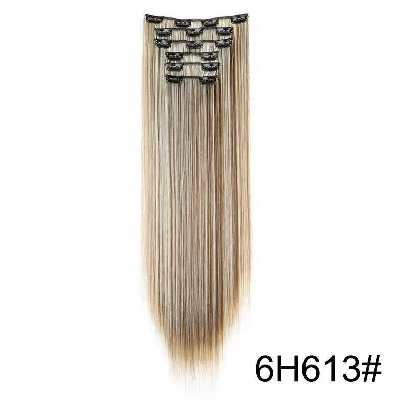 24 Inch Long Straight Synthetic Clip-In Hair Extensions - 8