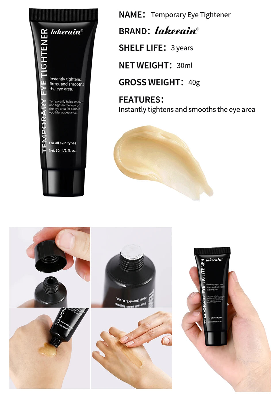 Instant Firming Eye Cream for Puffiness and Fine Lines Reduction