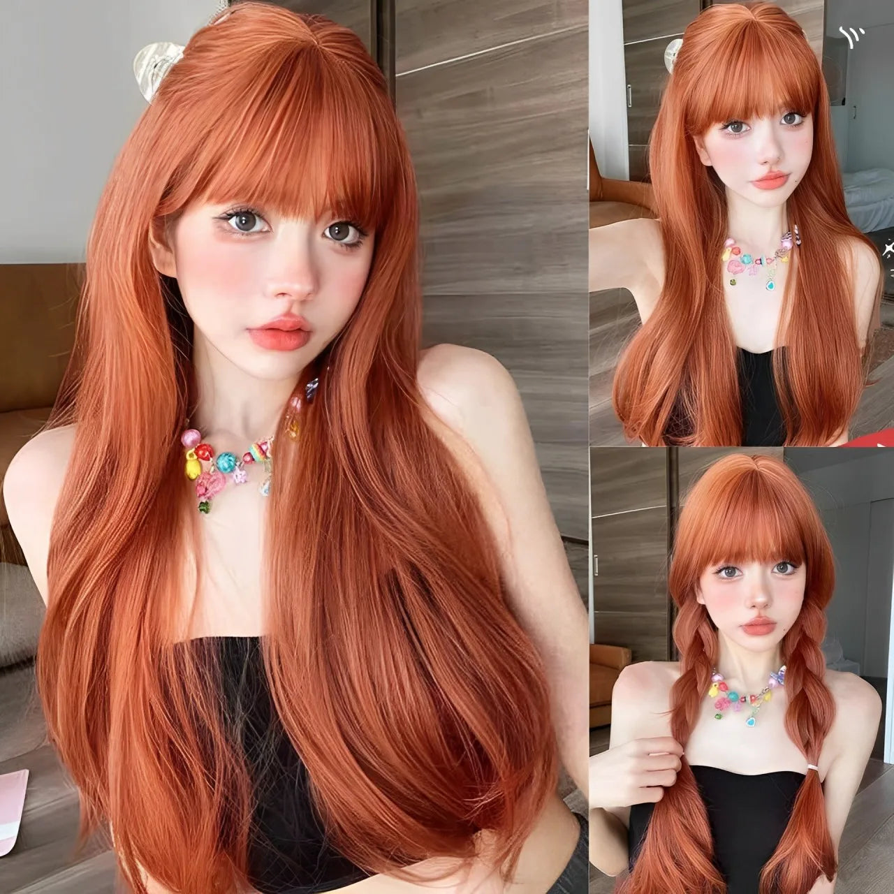 Long Straight Cosplay Wig with Bangs for Parties - 84