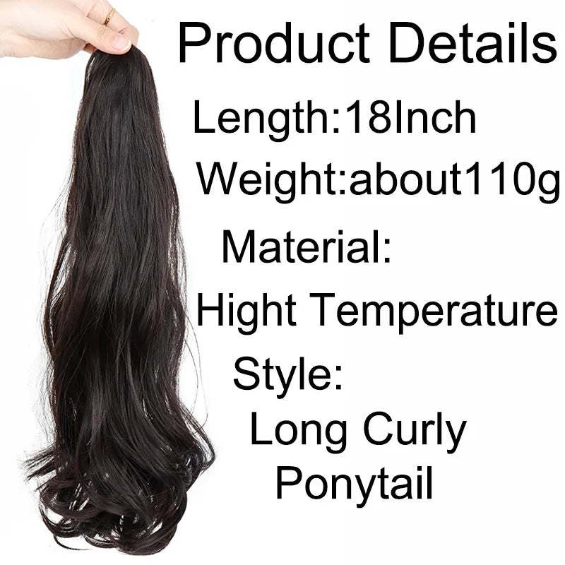 18-Inch Wavy Claw Clip Ponytail Hair Extension - 2